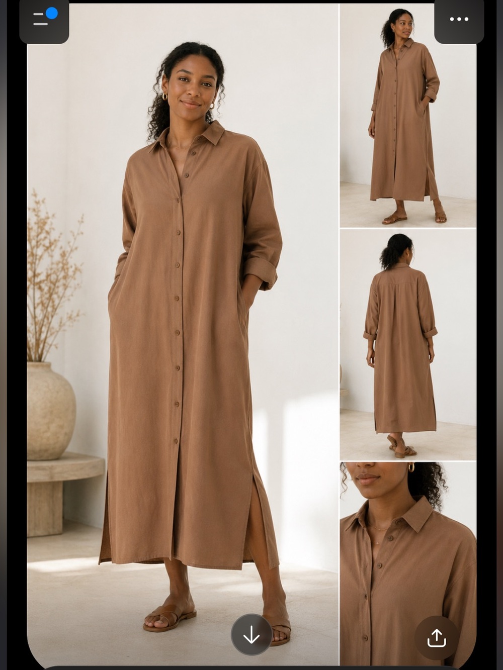 OZMA Helen Shirt dress almond brown tan M/L